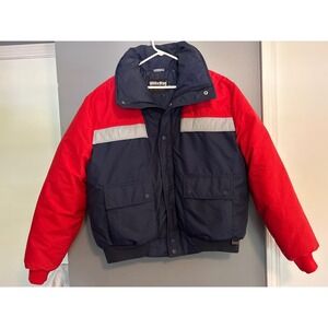 Vintage White Stag Mens XL Down Filled Ski Jacket Retro Alpine Gorpcore Navy Red